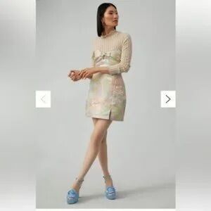 Maeve Pink and Green Strapless mini Dress spring